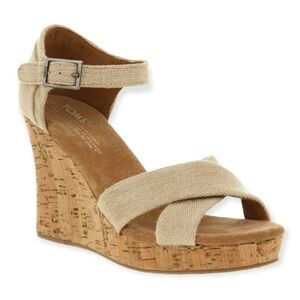 Tom's Sienna Cork Wedge Sandal Beige 7W